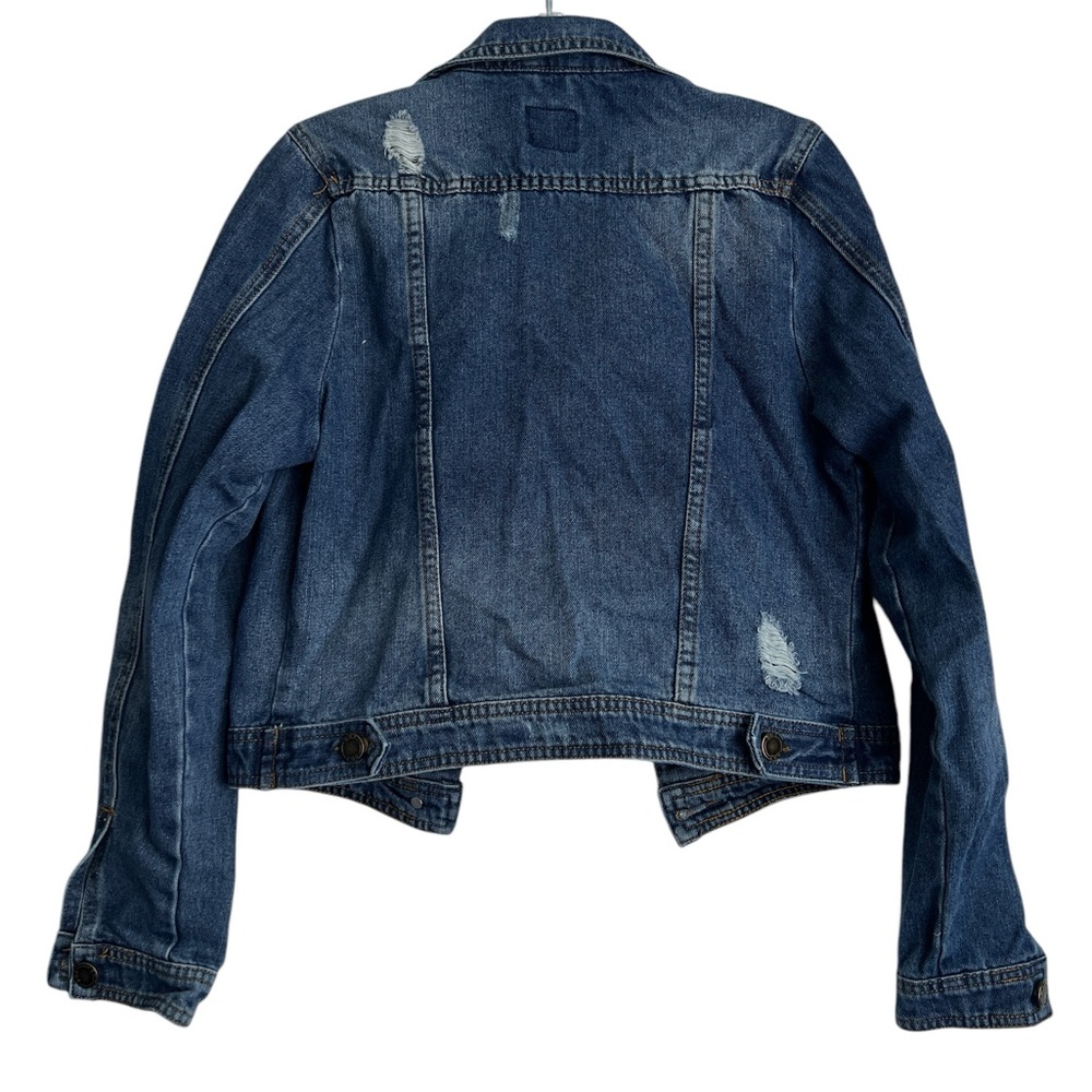Boom Boom Jeans Distressed Urban Crop Denim Jacket Woman's Small - Picture 2 of 7